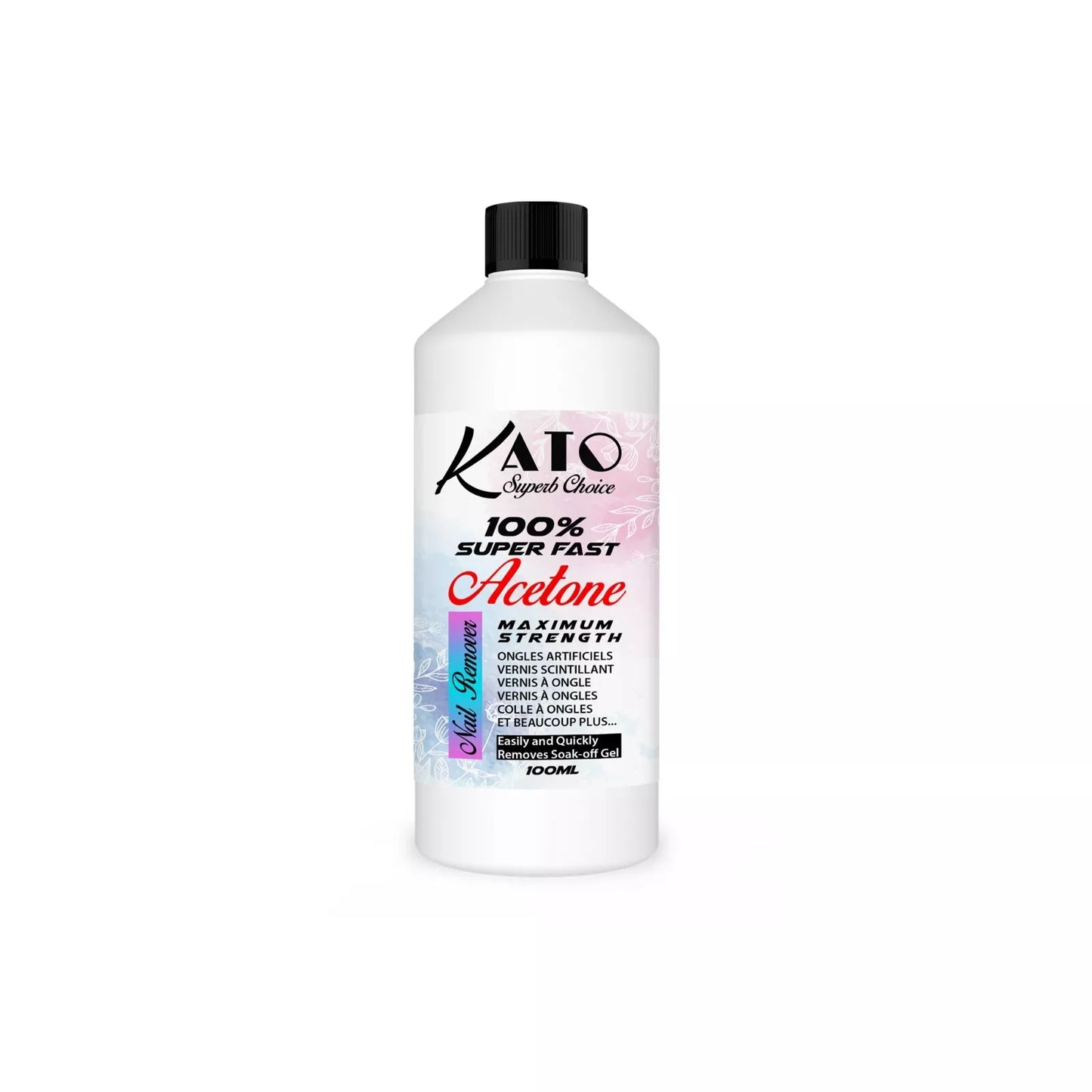 KATO ACETONE 100% SUPER FAST NAIL POLISH REMOVER AND STICKY RESIDUE 100ML UK