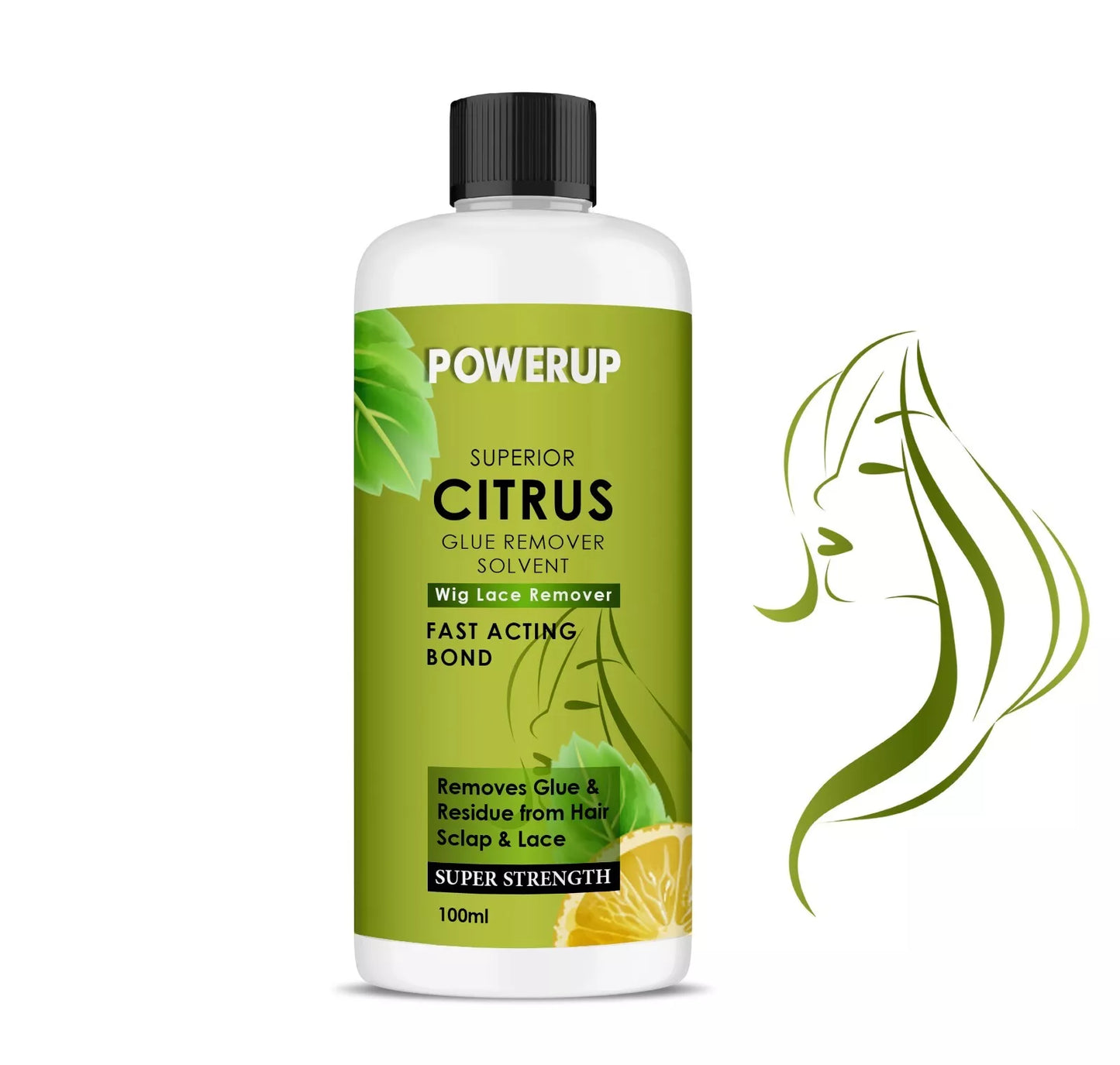 POWERUP CITRUS HAIR LACE REMOVER WITH FAST ACTIVE BOND 100ML CAP UK