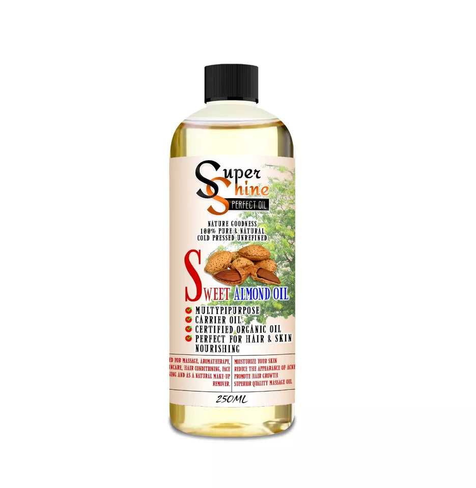 SUPER SHINE SWEET ALMOND OIL FOR HEALTHY SKIN AND HAIRS 250ML CAP FAST DELIVERY