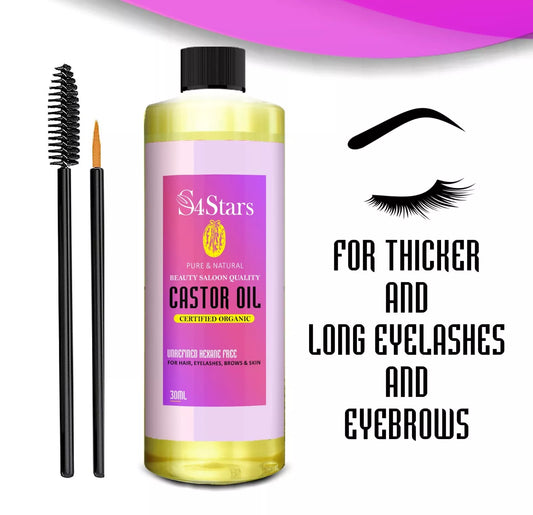 S4STARS PURE CASTOR OIL FOR THICKER AND LONG EYELASHES AND EYEBROWS 30ML UK