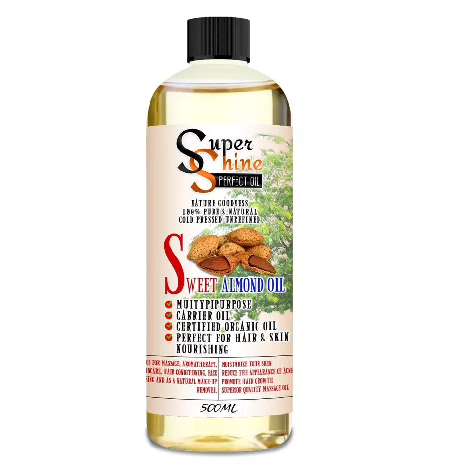 SUPER SHINE SWEET ALMOND OIL FOR HEALTHY SKIN AND HAIRS 500ML CAP FAST DELIVERY