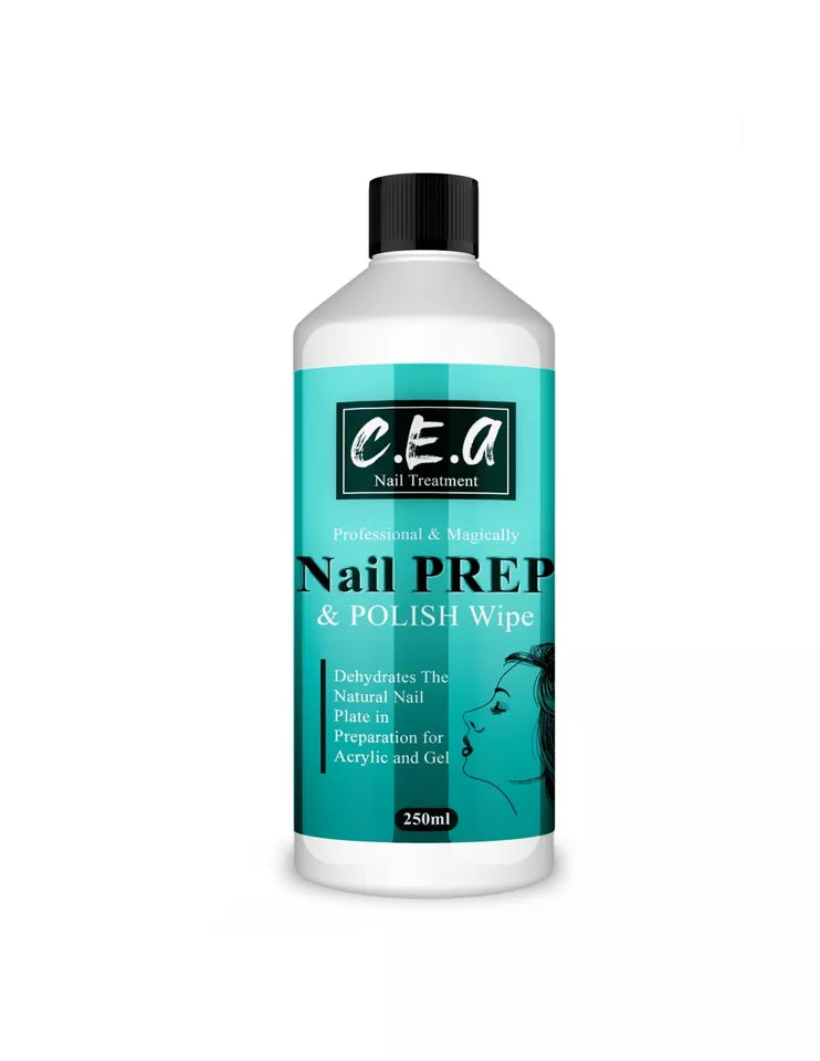 C.E.A NAIL PREP AND WIPE FOR GLOSSY NAILS AND RESIDUE REMOVER 250 ML CAP