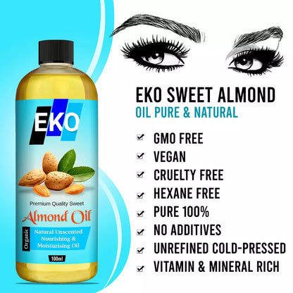 100% Pure Cold Pressed Sweet Almond Oil Natural Carrier Oil UK - 250ml