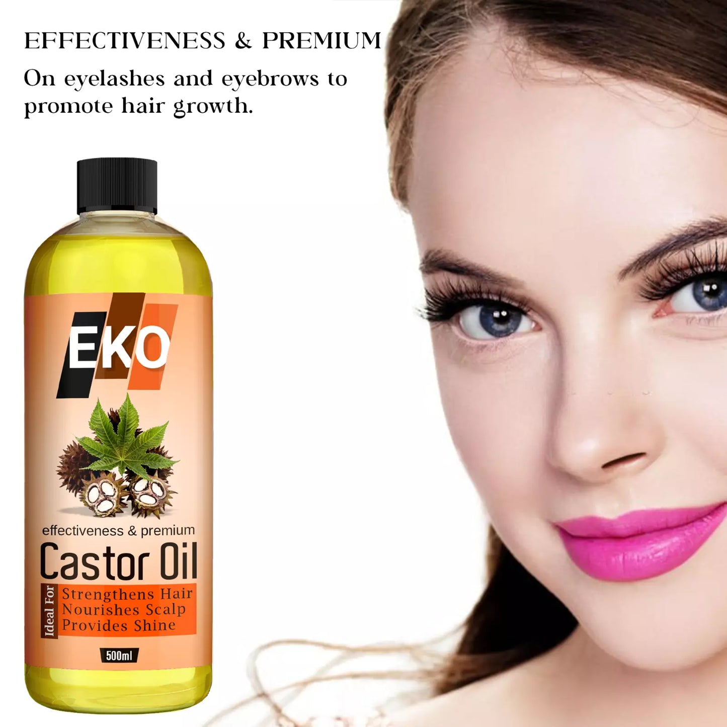 EKO CASTOR OIL FOR LONG AND THICK EYELASHES &EYEBROWS FAST DELIVERY 500ML