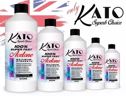 KATO ACETONE 100% PURE SUPER FAST NAIL POLISH REMOVER AND STICKY RESIDUE UK