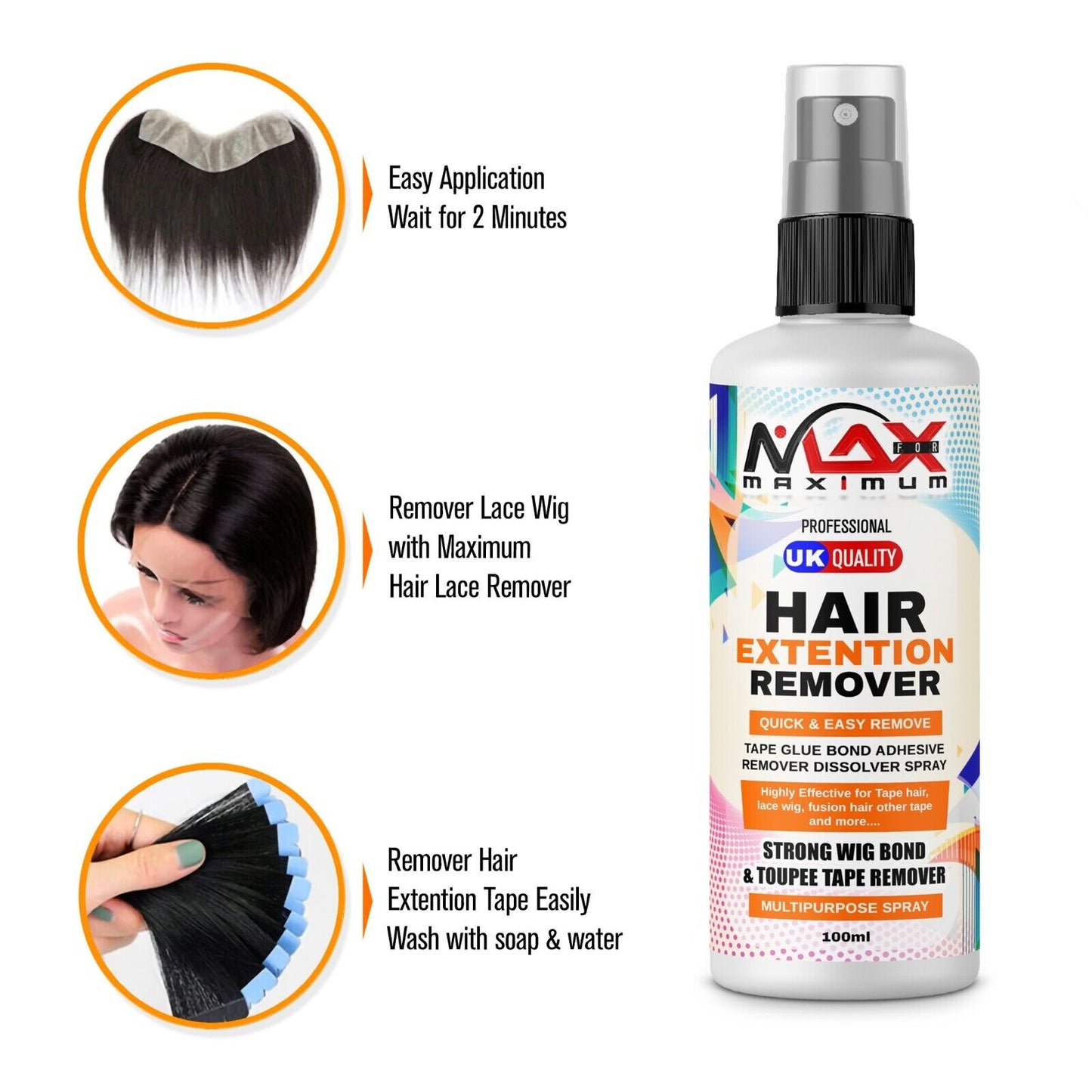 Hair Extension Lace Remover Tape Glue Bond Adhesive Remover Dissolver UK 100ML