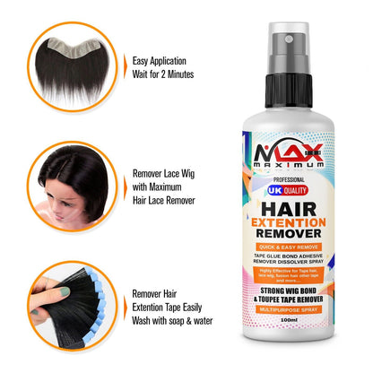 Hair Extension Lace Remover Tape Glue Bond Adhesive Remover Dissolver UK 100ML