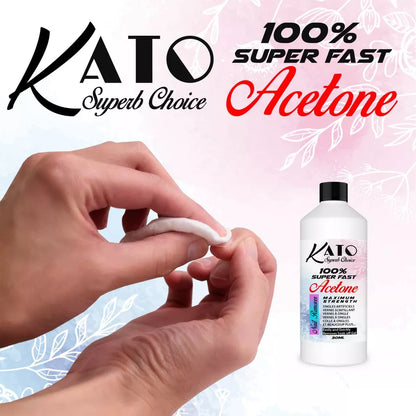 KATO ACETONE 100% SUPER FAST NAIL POLISH REMOVER AND STICKY RESIDUE 30ML UK