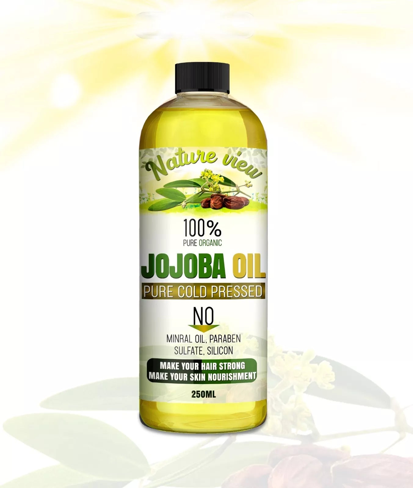 JOJOBA OIL 100% PURE ORGANIC OIL FOR HEALTHY HAIR , SKIN AND MASSAGE 250 ML UK