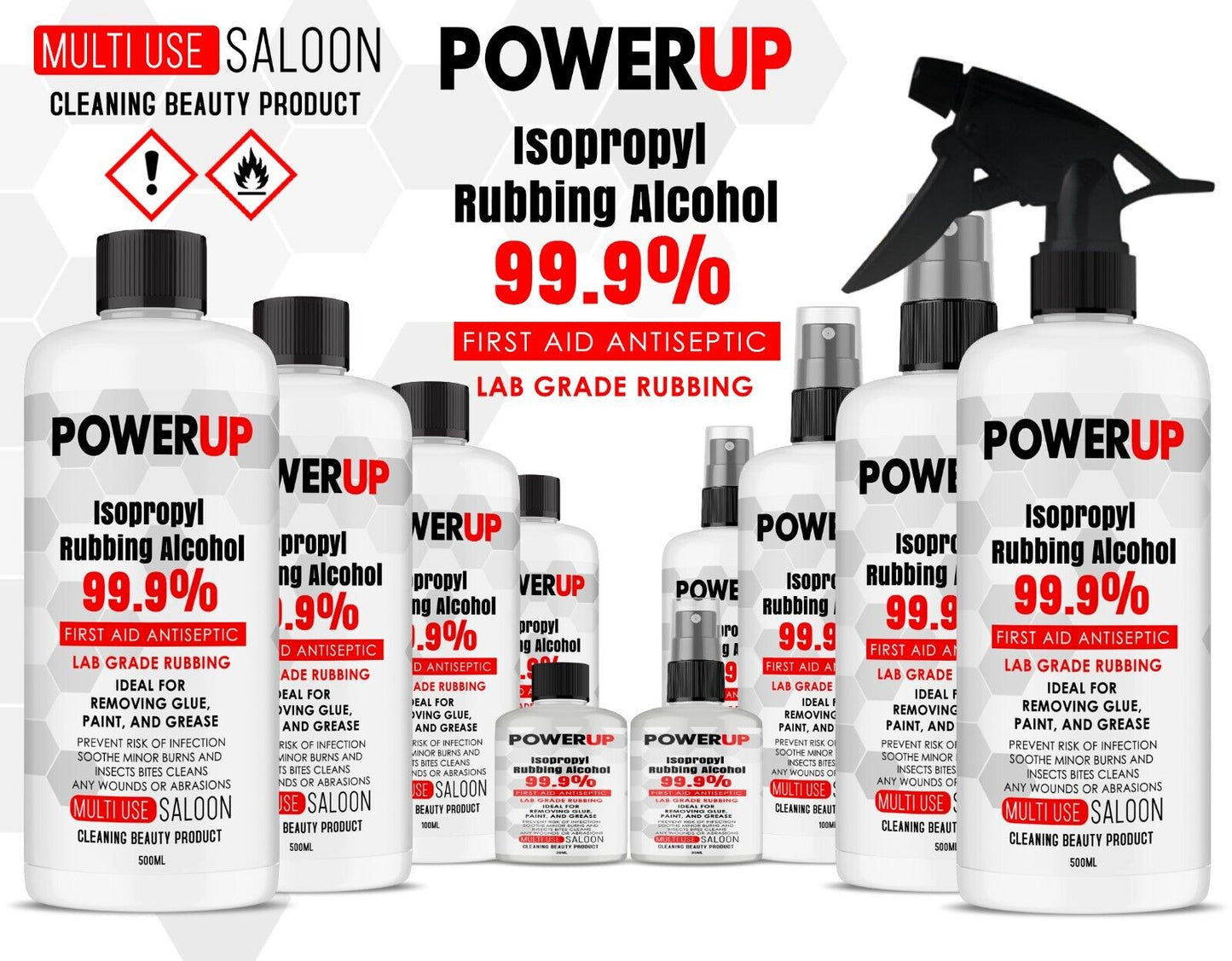 POWER UP ISOPROPYL ALCOHOL RUBBING IPA ISOPROPANOL 99.9% Fast Dispatch UK