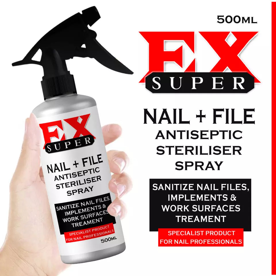 Ex Super nail + file Antiseptic, antibacterial Sterilizer Spray Fast Delivery UK