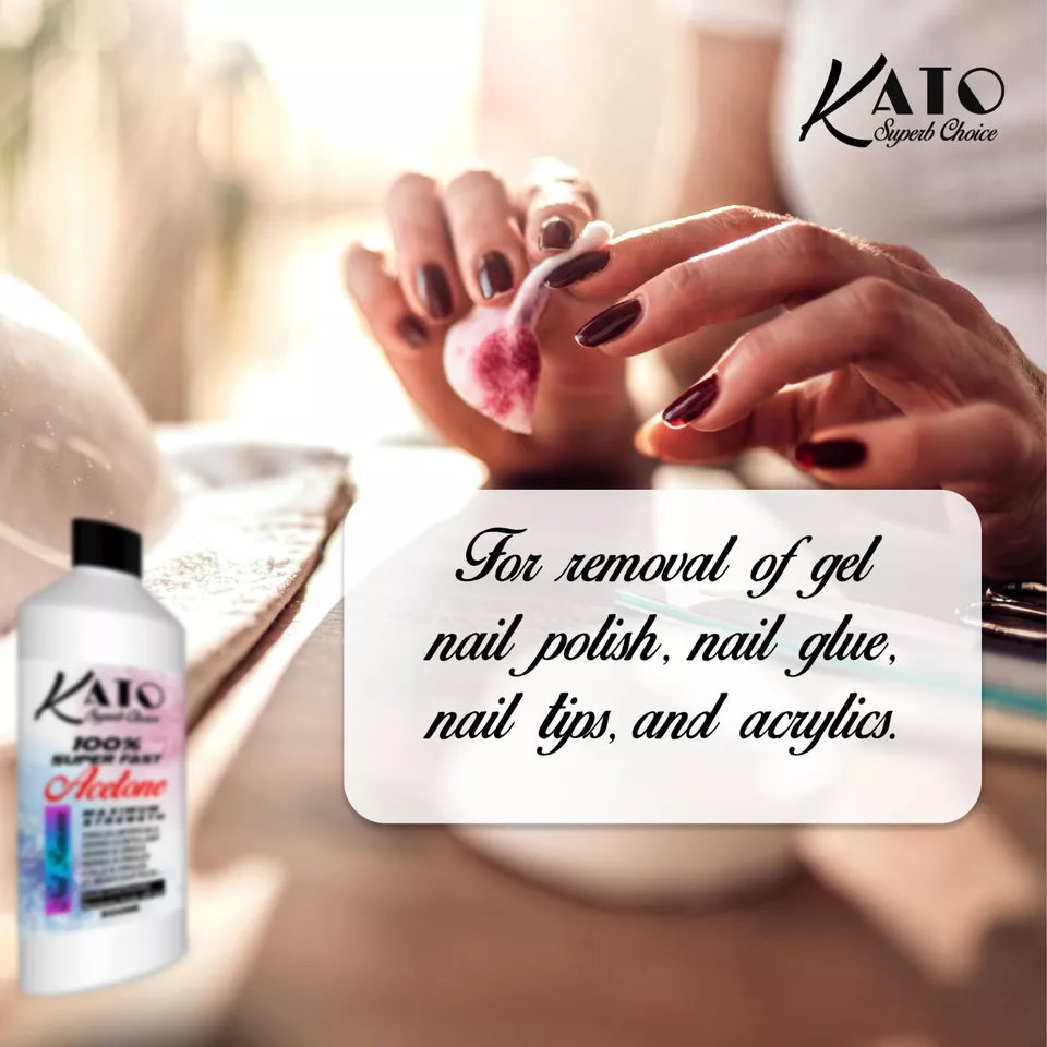 KATO ACETONE 100% PURE SUPER FAST NAIL POLISH REMOVER AND STICKY RESIDUE UK