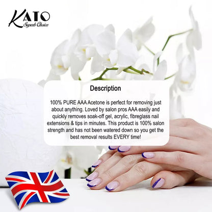 KATO ACETONE 100% PURE SUPER FAST NAIL POLISH REMOVER AND STICKY RESIDUE UK