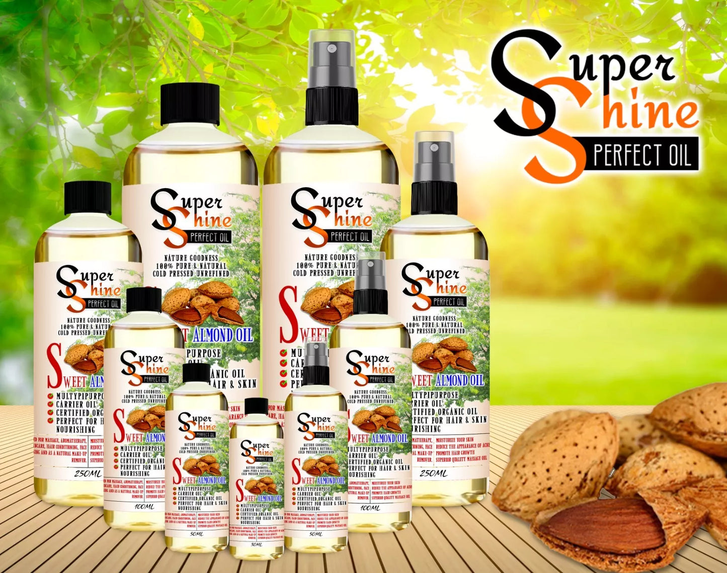 SUPER SHINE SWEET ALMOND OIL FOR PERFECT BEAUTY CARE,HEALTHY SKIN AND HAIRS UK